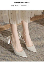 Load image into Gallery viewer, Wedding Heels Women Luxury Brand Design String Bead Pearls High Heels Ladies Sexy Elegant Pointed Toe White Black Pumps
