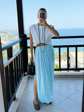 Load image into Gallery viewer, Irregular Skirt for Women Spring Summer New Elegant Street Style Skirt Women's Fashion Loose Ruched Draped Side Split Maxi Skirt
