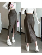 Load image into Gallery viewer, Classic Front Split Leather Skirt
