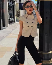 Load image into Gallery viewer, Women's Jacket 2026 New Fashion Double-Breasted Short-Sleeve Slim Jacket for Women Summer Ladies Outerwear Casaul Chic Women Top
