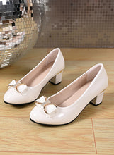 Load image into Gallery viewer, Women High Heels Low Heels Fashion Bling Bow patent leather Professional Casual Pumps Woman Wedding Party Shoes Large Size 42
