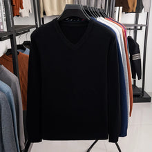 Load image into Gallery viewer, New Sweatwear Men's V Neck Basic Solid Color Sweaters Round Neck Elastic Pullovers Warm Autumn Knitted Oversized Sweater Men
