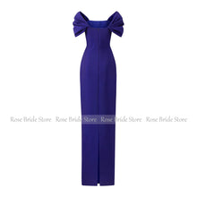 Load image into Gallery viewer, Elegant Formal Party Dresses Purple Off the Shoulder Column Wedding Guest Gowns Long Beading Floor Length Evening Dress 2024
