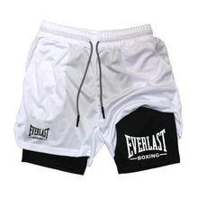 Load image into Gallery viewer, Men's compression gym shorts, EVERLAST printed sports pants, double layered, quick drying, basketball,  muscle, fitness RL0365
