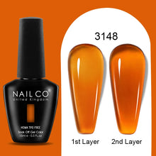 Load image into Gallery viewer, NAILCO 15ml Colorful Jelly Gel Nail Polish Gorgeous Color HEMA TPO FREE Soak Off UV LED Semi Permanent Long Wear Gel Varnish
