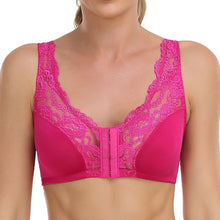 Load image into Gallery viewer, Woman’s Backless Sports Bras Non-Wired Thin Version Lace Minimizer Front Closure Full Bust Bra S-6XL

