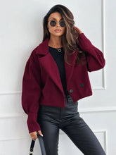 Load image into Gallery viewer, Women's Double Breasted Short Wool Coat Casual Lapel Collar Cropped Jacket For Autumn Winter Daily Wear
