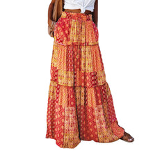 Load image into Gallery viewer, Women's Bohemian Skirts Vintage Elastic High Waist A-Line Skirts Tiered Long Skirts with Pockets
