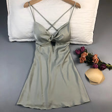 Load image into Gallery viewer, Female Nightdress Sexy Backless Spaghetti Strap Nightgown Sleepwear Spring Summer Nightwear Loose Silk Satin Home Dress Lingerie
