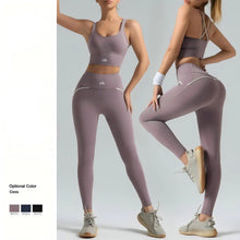 Load image into Gallery viewer, Women's set, slim fit yoga set, high-intensity exercise set, high elasticity, breathable fitness yoga suit

