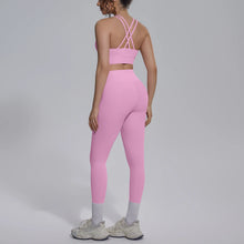 Load image into Gallery viewer, New Yoga Set for Woman Summer Gym Sports Running Bra Top Breathable Peach Buttocks Women Leggings Solid Color Yoga Set
