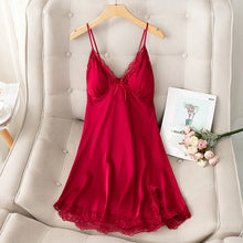 Load image into Gallery viewer, Female Nightdress Sexy Backless Spaghetti Strap Nightgown Sleepwear Spring Summer Nightwear Loose Silk Satin Home Dress Lingerie
