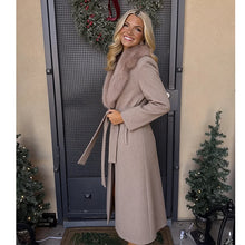 Load image into Gallery viewer, Elegant Belted Fur Collar Overcoat
