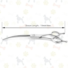 Load image into Gallery viewer, 7.5" Curved Dog Grooming Scissors , Professional Pet Curved Scissors Dog Scissors Cat Curved Scissors
