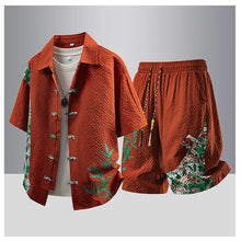Load image into Gallery viewer, Summer Tracksuits Men Traditional Chinese Style Suit Shirt Shorts Tang Suit Male Fashion Casual Summer Sets
