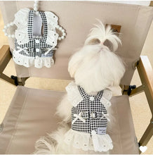 Load image into Gallery viewer, Pet Dog Clothes Lace Skirt Pastoral Style Black Plaid  Harness Puppy Dresses Universal Harness Tractionable Retro Princess Dress
