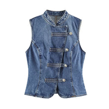 Load image into Gallery viewer, Women's Tops 2026 Summer New Fashion Retro Denim Blouse Women's Chic Summer Travel Joker Youth Blouse Vest
