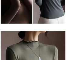 Load image into Gallery viewer, Ruffled Turtleneck Stretch Tee Women

