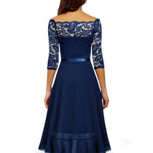 Load image into Gallery viewer, Dark Blue Elegant Midi Evening Dress
