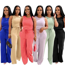 Load image into Gallery viewer, Solid Casual Jumpsuit for Women Sleeveless Drawstring High Waist One Pieces Rompers and Jumpsuits Summer Outfits Combinaison
