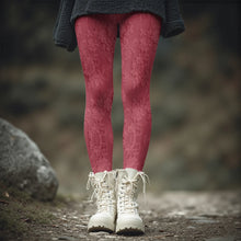 Load image into Gallery viewer, Fashion Women's Slim-Fit Leggings Wine Red Floral Pants Autumn Winter Stylish Thick Warm Pants Sexy Tights for Outdoor Wear
