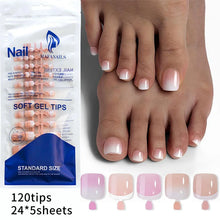 Load image into Gallery viewer, New 120Pes False Nails on Legs French Short Sguare Press on Toe Nails Foot False Nails Feet for Women JZJCDJ01
