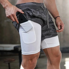 Load image into Gallery viewer, Camo Running Shorts Men Gym Sports Shorts 2 In 1 Quick Dry Workout Training Gym Fitness Jogging Short Pants Summer Men Shorts
