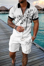 Load image into Gallery viewer, Summer Men's Tracksuit Short Sleeve Polo Shirt Set Fashion Luxury Chain Print Clothing 2 Pieces Casual Suit Streetwear Outfit
