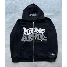 Load image into Gallery viewer, Hooded zipper hoodie with retro American-style letters, unisex, suitable for pairing with a millennial-style jacket
