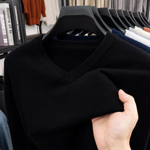 Load image into Gallery viewer, New Sweatwear Men's V Neck Basic Solid Color Sweaters Round Neck Elastic Pullovers Warm Autumn Knitted Oversized Sweater Men
