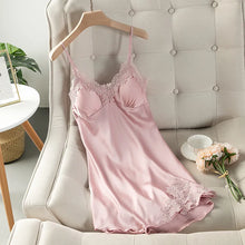 Load image into Gallery viewer, Female Nightdress Sexy Backless Spaghetti Strap Nightgown Sleepwear Spring Summer Nightwear Loose Silk Satin Home Dress Lingerie
