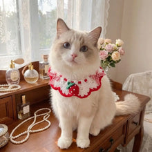 Load image into Gallery viewer, Pet Accessories Adjustable Flower Pet Scarf Bib Sweet Handmade Cat Strawberry Collar Decorative Cozy Cat Woven Bib Photo Shoots
