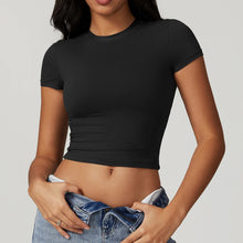 Load image into Gallery viewer, Yoga Shirts Women Sexy Exposing The Navel Short Sleeve Workout Crop Top Gym Top Fitness Running Workout Sport T-shirts Yoga Wear
