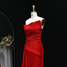 Load image into Gallery viewer, Strapless Satin Mermaid Evening Gown
