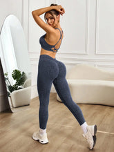 Load image into Gallery viewer, Women's Yoga Fitness Two-Piece Set Seamless Ribbed Bra + High-Waisted Butt-Lifting Gym Pants Hollow out Back Sports Wear
