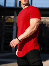 Load image into Gallery viewer, Muscle Fitness T-shirt Summer Men's T-shirts Workout short sleeve Tees Running cotton t-shirts Men Gym Sport Training Tops
