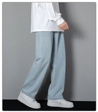 Load image into Gallery viewer, 2026 New Korean Men's Casual Long Jeans Classic Man Straight Denim Wide-leg Pants Solid Color Light Blue Grey Black
