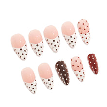 Load image into Gallery viewer, Medium long fake nails for women girls pink white black red blue brown polka dots design almond ballet tips press on false nail
