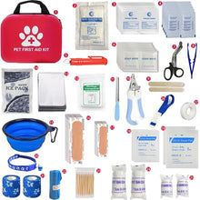 Load image into Gallery viewer, 127 Compact Dog and Cat Travelling First Aid Kit with Emergency Supplies and Pet First Aid Manual for Hiking, Camping and Huntin
