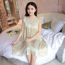 Load image into Gallery viewer, Embroidery Transparent Slip Sleepwear for Sleeping Big Size Night Dress Sexy Lingerie Nightgown Women Home Clothing
