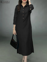 Load image into Gallery viewer, Elegant Lapel Solid Midi Dress
