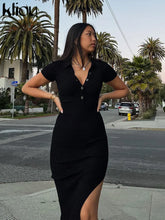Load image into Gallery viewer, Elegant Collar Side Slit Dress
