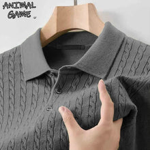 Load image into Gallery viewer, V-Neck Lapel Knit Polo Sweater
