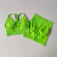 Load image into Gallery viewer, Workout Sets for Women, V Back Sports Bra with High Waist Shorts, Moisture Wicking Yoga Outfit for Training

