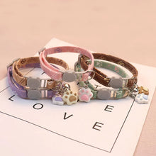 Load image into Gallery viewer, Pet Collar With Bell Cartoon Footprint Colorful Dog Puppy Kitten Collar Adjustable Safety Bell Ring Necklace Pet Accessories
