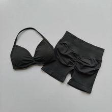 Load image into Gallery viewer, Yoga set for women, fitness, breathable, quick drying training, beautiful back, gathered underwear, high waist, hip lifting shor
