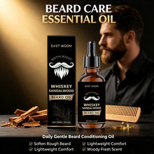 Load image into Gallery viewer, Men Biotin Beard Oil Soften Rough Beard Whiskey Sandalwood Beard Care Oil Hydrate Soothe Under-Beard Skin Men Facial Hair Serum
