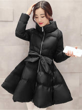 Load image into Gallery viewer, 2023 New Fashion Winter Coats Women Warm Outerwea Cotton Padded Jackets Womens Clothing Belt Zipper Parkas Femme A-word Jacket
