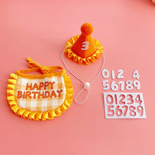 Load image into Gallery viewer, Pet Hat &amp; Bib Set for Cats Birthday , Kitty Party Dress-up Costume Accessories, Adjustable Bandana Photo Props for Celebration
