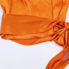 Load image into Gallery viewer, Women's Top 2026 Spring New Style Orange Sleeveless Satin Texture Long Ribbon Top Elegant and Stylish Unique Fashion Focus
